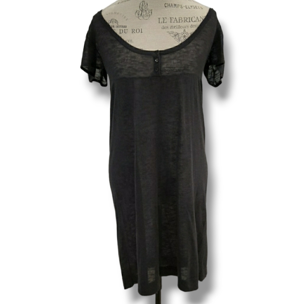 American Vintage Linen & Cotton Gray Light Weight Scoop Neck Knit Dress - Size S